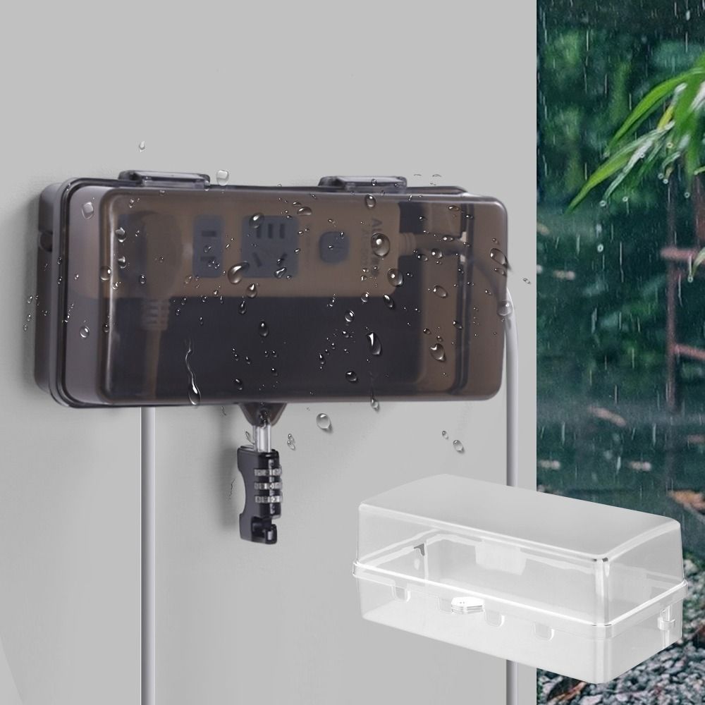 Outdoor Power Strip Weatherproof - 耐久性のあるプラスチック製プラグボックス盗難防止耐候性延長コードカバー保護コンセント防水電源タップ収納ボックス屋外用
