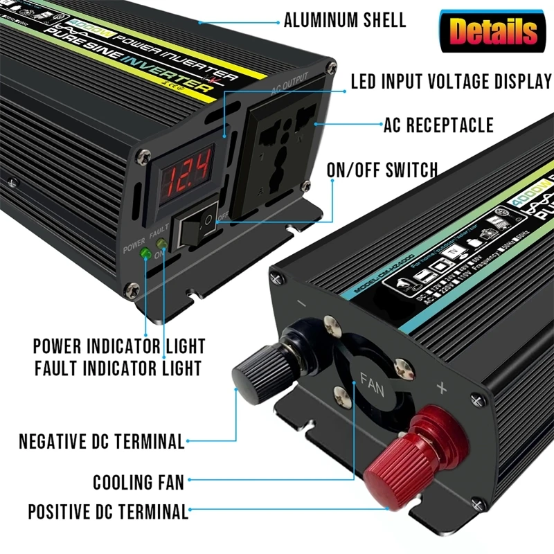 4000W純正弦波カーインバーター電源インバーターDC12V - Ac Outdoor Power のレビューと価格